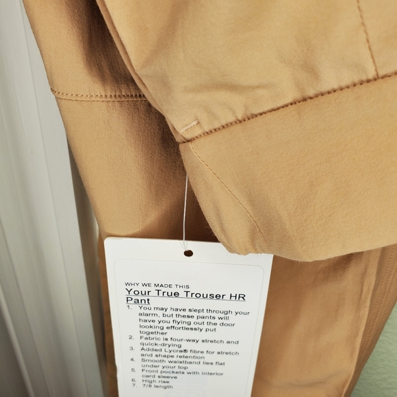 Nwt lululemon your true trouser size 4 8 BCHW beechwood brown tan - Picture 7 of 7